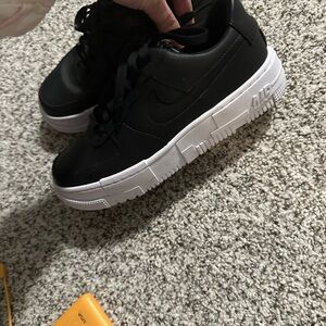 Nike Black and White Platform Sneakers
